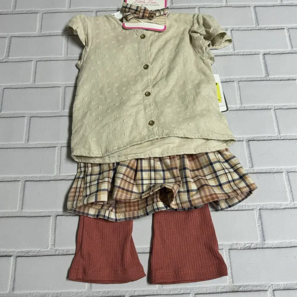 Little Lass 4-Piece Top, Skirt, Pants & Headband Set Baby Girls 18 Months